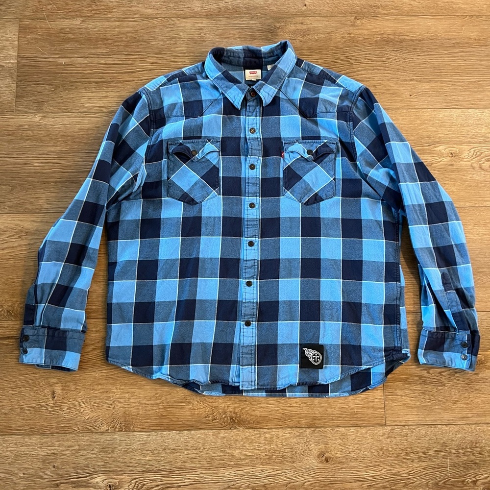 Levis NFL Plaid Long Sleeve Blur XXL Flannel Shirt
